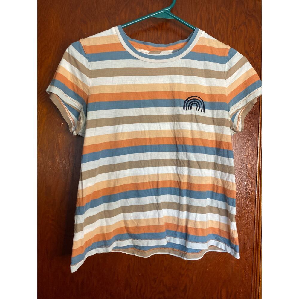 Rainbow Madewell Cropped Small Striped Shirt